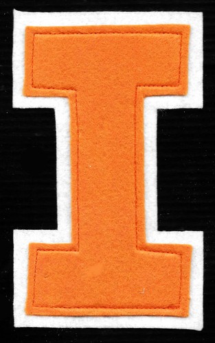 PATCH VINTAGE LETTERMAN UNIVERSITY OF ILLINOIS ILLINI UI LETTER ORANGE I FELT