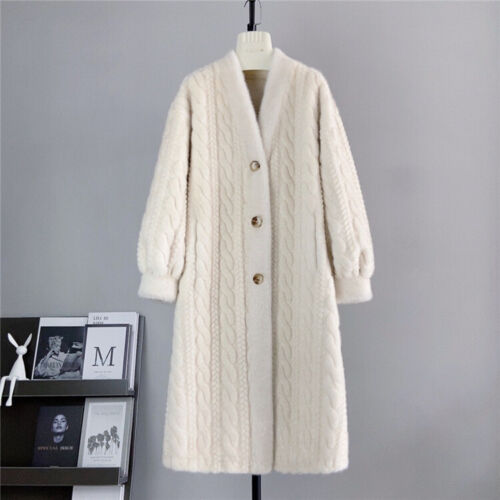 Womens Faux Mink Fur Long Coats V-neck Single Breasted Winter Parka Outwear Warm - Afbeelding 1 van 29