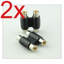2Pcs Dual Port 2 RCA AV Female Socket Joiner Coupler Adapter Connector