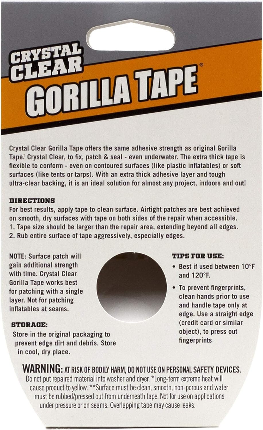 Gorilla Tape Crystal Clear UV Resistant Works Under Water 48mm x 8.2m