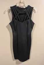 GUESS Black Sleeveless Cutout MIDI Dress Small Career Cocktail Office to Evening