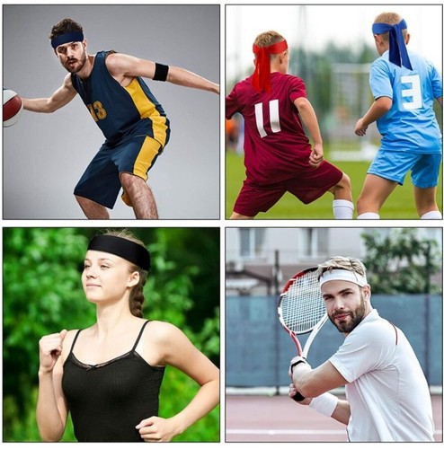 Head Tie Back Headband Sports Headband Running Tennis Hair Sweatband Men Women - Picture 2 of 46