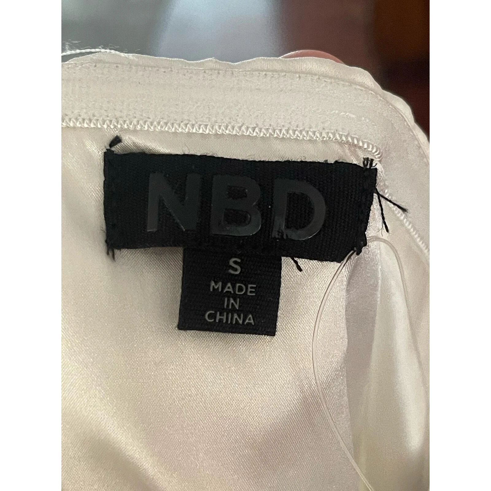 NBD Celine Piuma Asimmetrico Mini Abito Raso Senza Spalline Addio al Nubilato Sposa Tg S