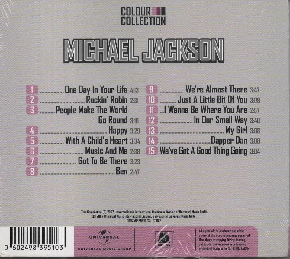 Michael Jackson Colour Collection CD NEU One Day In Your Life My Girl Dapper Dan - Bild 2 von 2