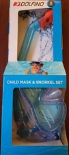 Dolfino Child Mask and Snorkel 2-Piece Set Children 3+ Blue/Red NEW IN BOX