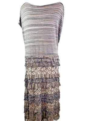 SISTE'S KNIT Dress Womens Medium Maxi Lagenlook MADE IN ITALY Tiered Art To Wear