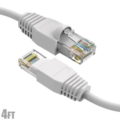 4FT Cat6A RJ45 Network LAN Ethernet Patch Cable UTP Copper Wire Gold 24AWG White