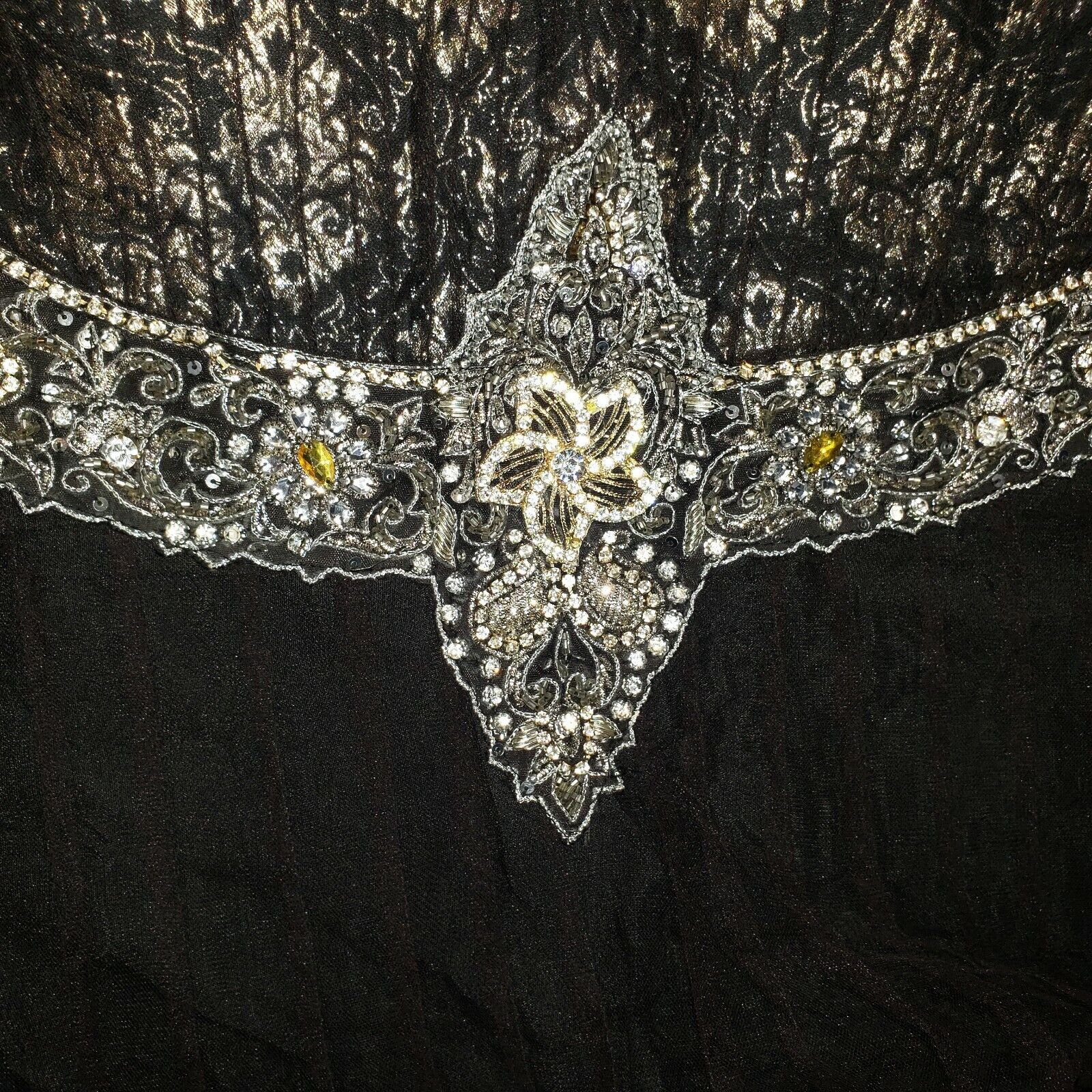 Black Tulle Cocktail Dress Sz XL Silver Sequin Rh… - image 9