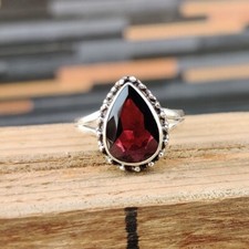 Mozambique Garnet Gemstone 925 Sterling Silver Handmade Ring All Size MG-20
