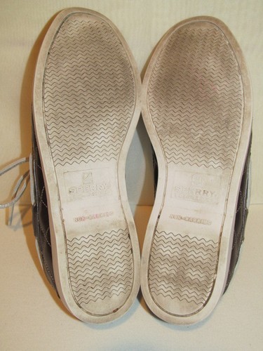 GIRLS YOUTH SPERRY A/O QUILTED SILVER/PEWTER BOAT LOAFERS SHOES SZ 5.5 M - Picture 9 of 9