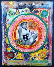 Butterfly Beautiful Olympic Girl: Original Art, Gem Collage/Painting OOAK Signed