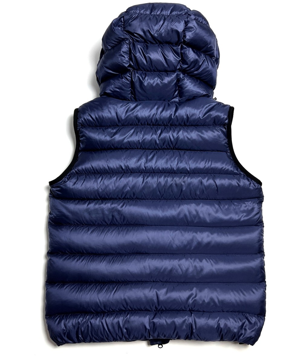 Auth Men's MONCLER Ray Tib Blue Down Puffer Logo Vest Gilet Jacket