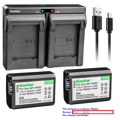 Kastar NP-FW50 Battery Charger for Sony Alpha a7S a7R II a5000 a5100 a6000 a6300