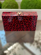 Charlotte Olympia Red Leopard Pandora Box Clutch Bag 