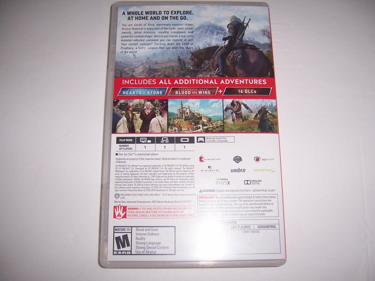 Original Box Case Replacement Nintendo Switch for THE WITCHER WILD