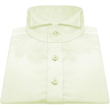 Mens Formal Summer Wedding Dress Solid Cream Elegant Wing Tip Sharp Collar Shirt