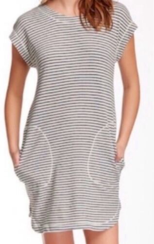 Max Studio Weekend Size Small Striped Short Sleeve Tunic Dress Pockets Fisherman - Picture 2 of 12