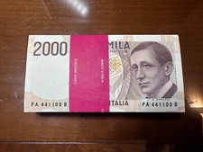 MAZZETTA COMPLETA 100 BANCONOTE CONSECUTIVE LIRE 2000 MARCONI 1990