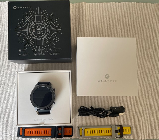 Amazfit GTR Lite 47mm Aluminiumgehäuse-Grau mit Silikonband in Schwarz  (W1922TY1N) online kaufen | eBay
