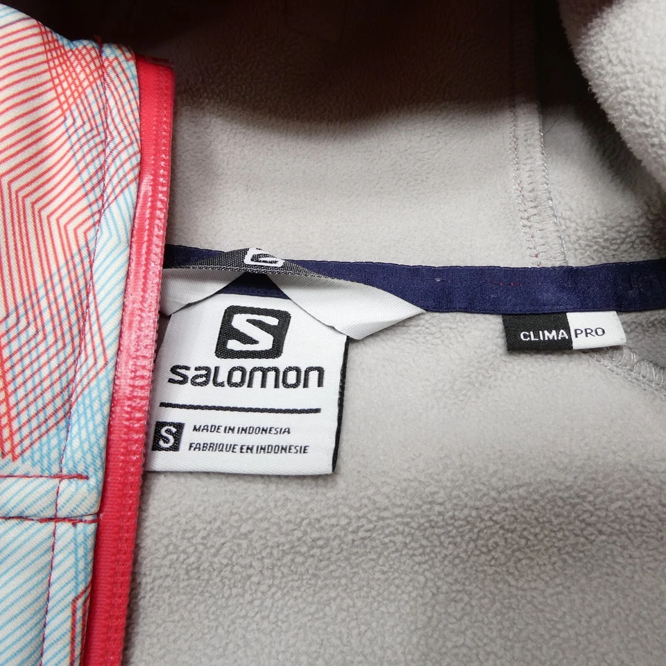 Salomon Ski Jacket Womens S Blue Red Softshell Geometric Full Zip Fleece Lined - Image 4 of 4