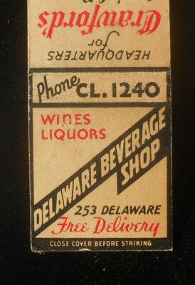 1930s? Delaware Beverage Shop Crawford's Scotch Whiskey 253 Delaware Buffalo NY
