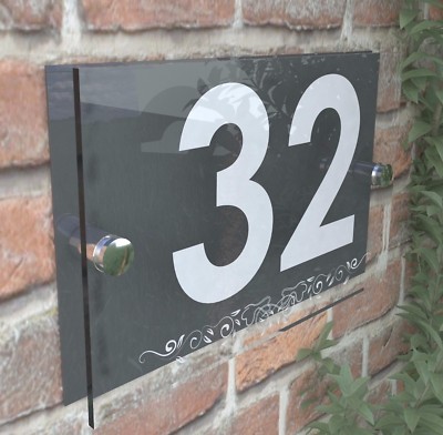 Anthrazit klassisches Hausschild Türnummer Straße Adresse Plakette modern Dez19WA