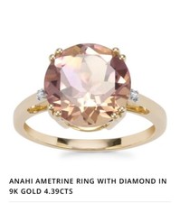 Ametrine  And Diamond 10 Ct Solid Gold Ring. Size L-M 4.3ct Ametrine Stone
