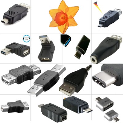 USB 2.0 3.0 3.1 Adapter Stecker Buchse Micro Mini OTG A B AA AB C Drucker Tablet