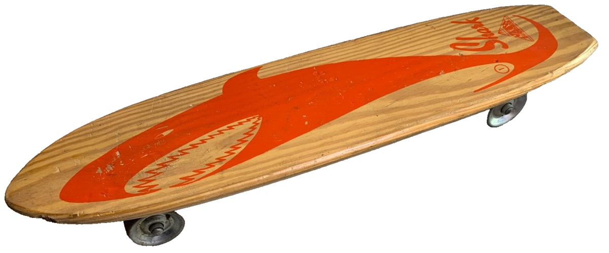 Nash Skate Board Vintage Wood Wooden Steel Wheels Skateboard SHARK