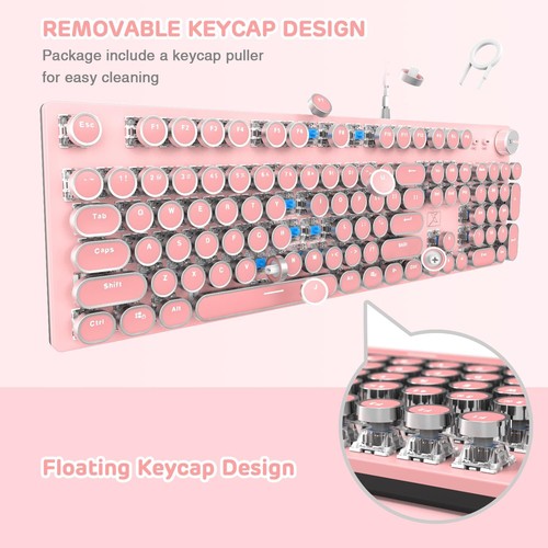 Typewriter Style Retro Wired Mechanical Gaming KeyboardVintage Steampunk Keyb... - Picture 7 of 7