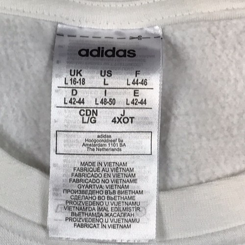 adidas 3 Stripes Boy’s White Crewneck Pullover Sweater Size Large - Picture 4 of 7