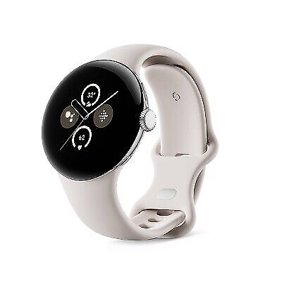 Google Pixel Watch 2 Polished Aluminum Active Band Smartwatch - Silver...