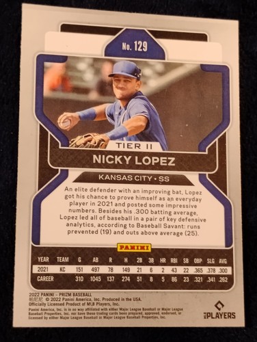 2022 Panini Prizm Baseball Base Prizm - #129 Nicky Lopez - Picture 2 of 2