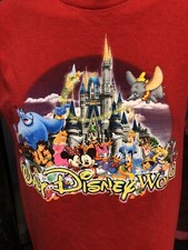 Vintage 90's Walt Disney World Cinderella's Castle Micky Minnie Red T-shirt Sm.