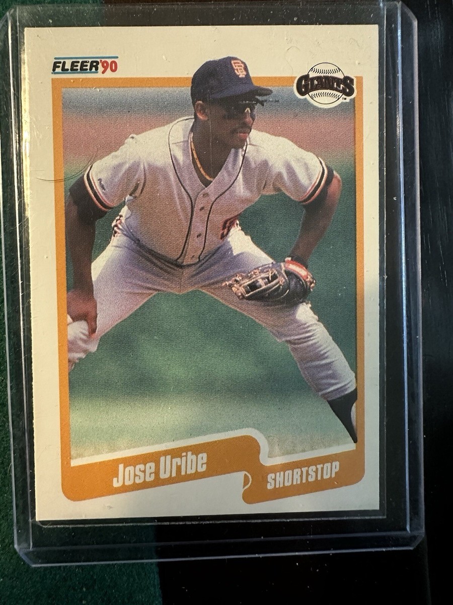 1990 FLEER JOSE URIBE - RARE ERROR BASEBALL CARD. PRISTINE CONDITION. DOB ERROR 1990 FLEER JOSE URIBE - RARE ERROR BASEBALL CARD. PRISTINE CONDITION. DOB ERROR