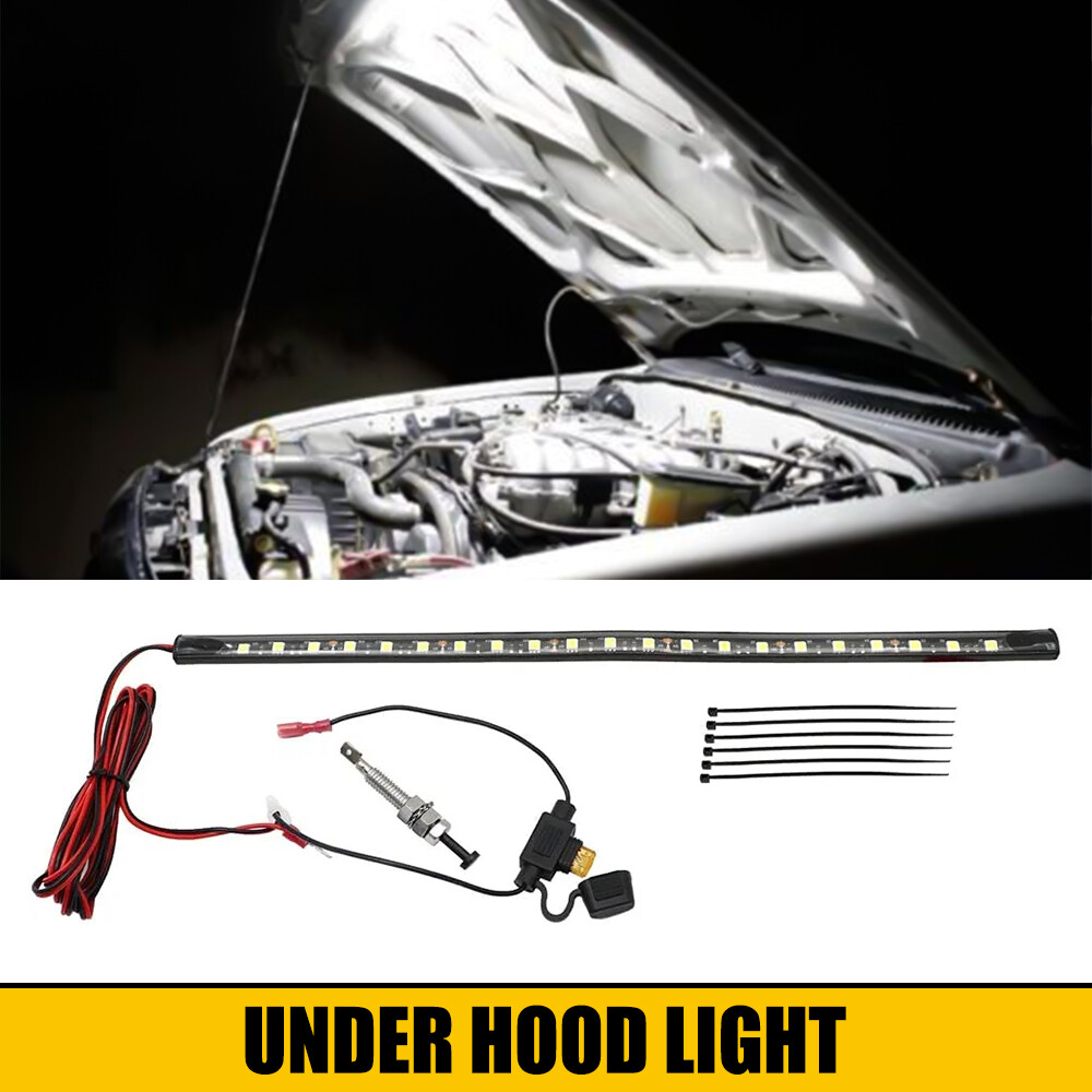 Universal White Hood Under LED Panel Light Kit Automatic on/off Fits Any Vehicle
