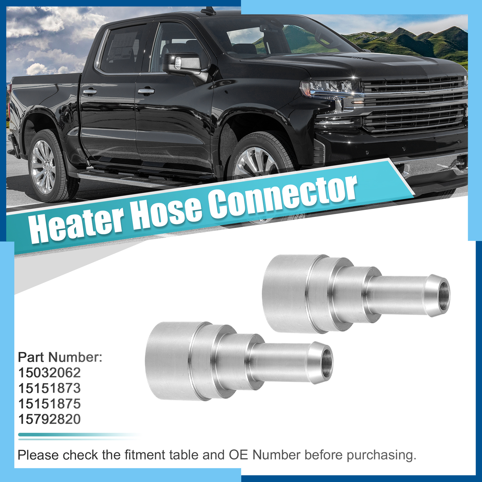 Pack (2) 15032062 Coolant Connector Hose for Chevrolet Silverado 3500 ...