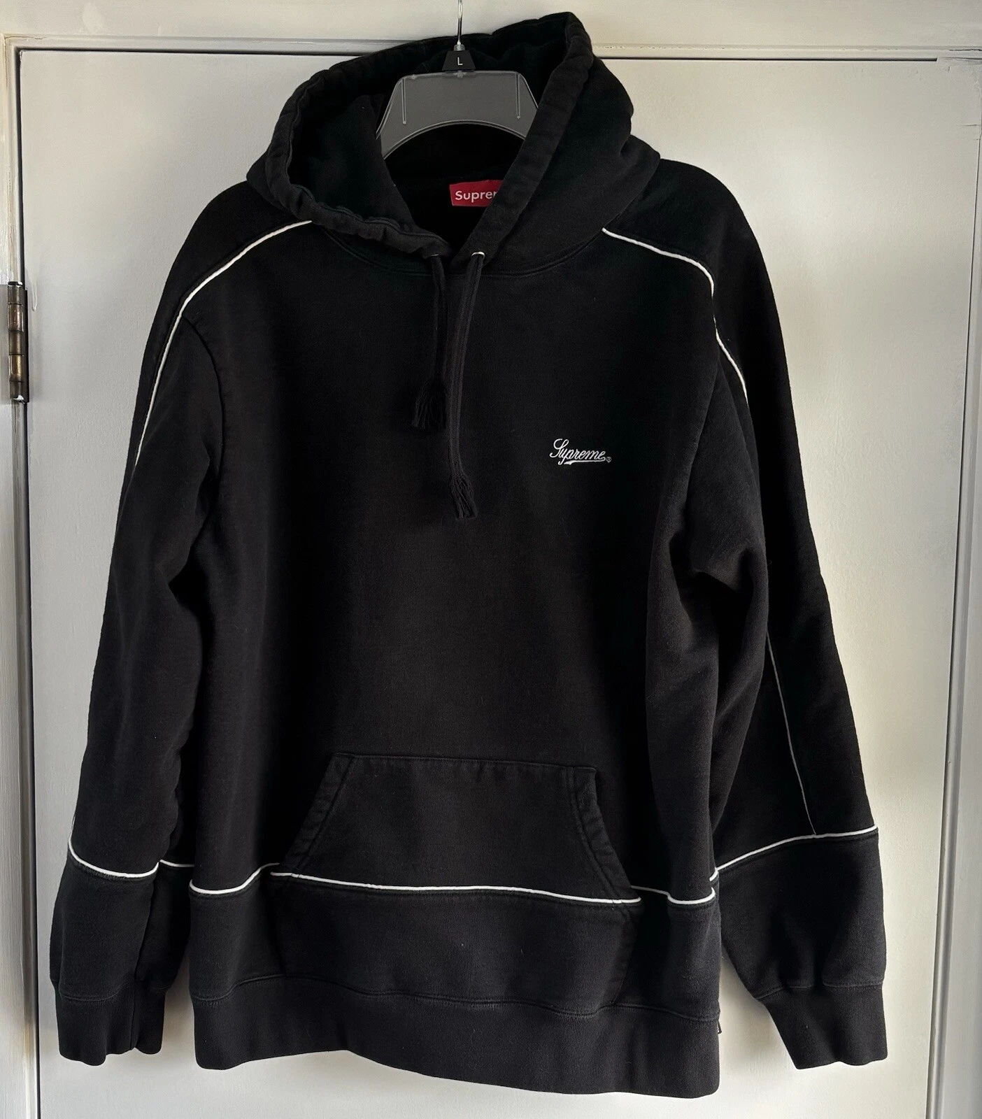 Sweat à capuche Supreme Piping noir SS18 homme taille L