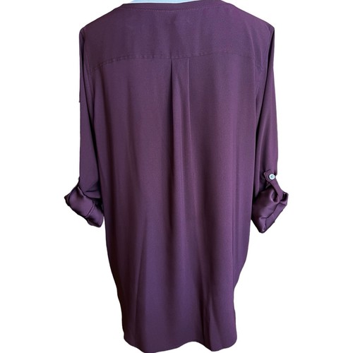 Ann Taylor Size Large Silk Pocket Blouse Popover Top Roll-Tab Sleeves - Picture 10 of 12