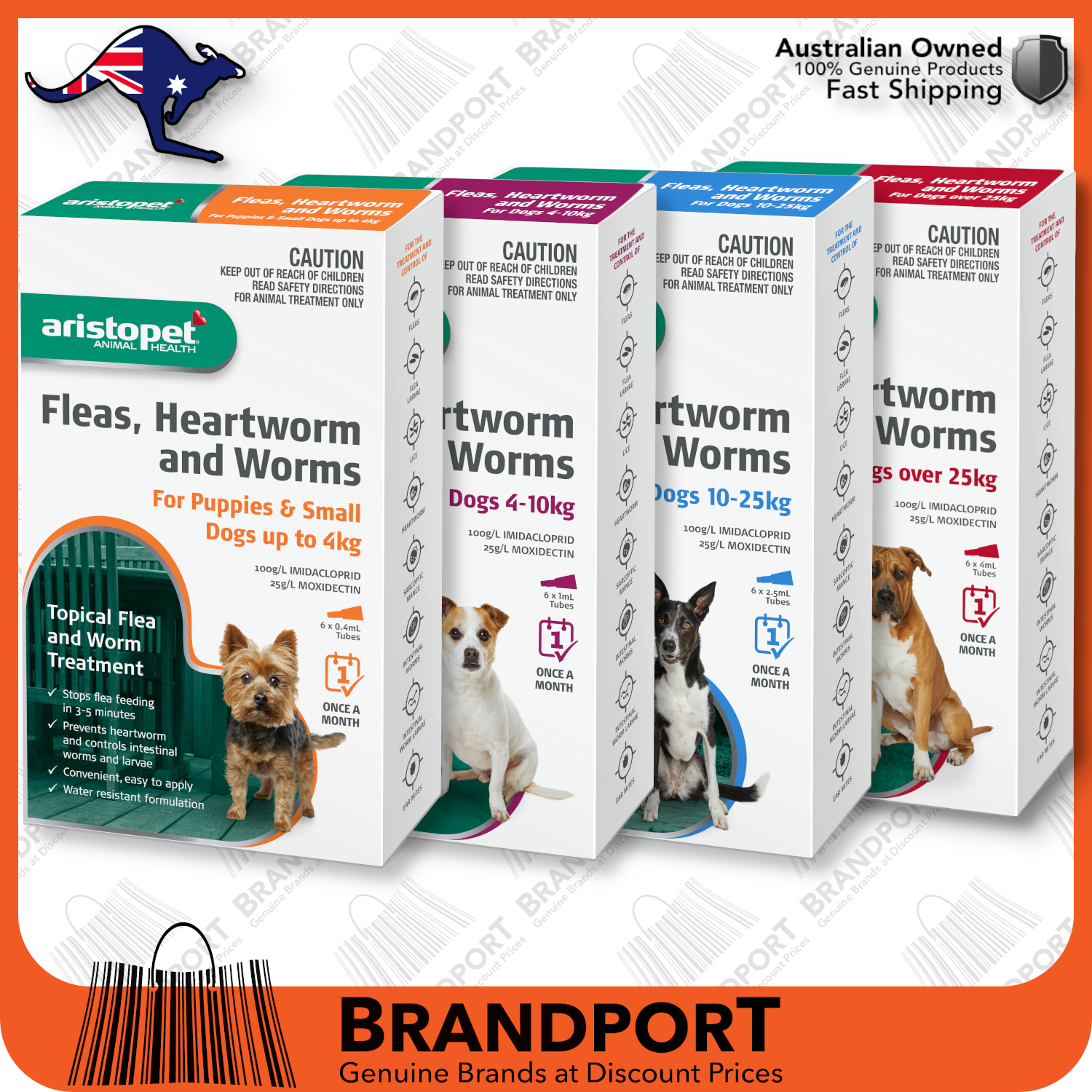ALL WORMER FLEA HEARTWORM ARISTOPET DOG PUPPY 36 months SPOTON TREATMENT FAST eBay