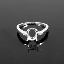 Silver 6x8 mm Oval Semi Mount Engagement Ring Oval Ring Blank 6x8 mm Oval Ring