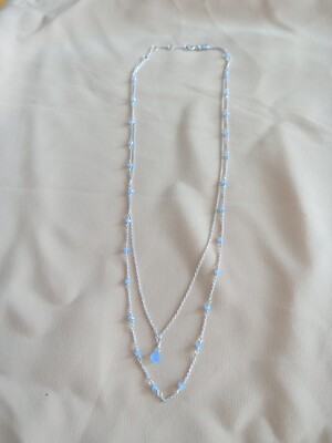 Accessorize Double Silver Chain 925 with White Stones