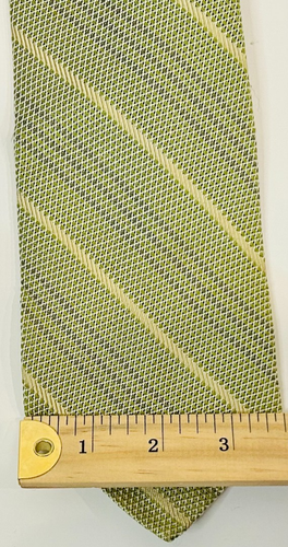 Hickey Freeman Necktie Mens Green Striped 100% Silk Knit Classic Designer Formal - Picture 8 of 8