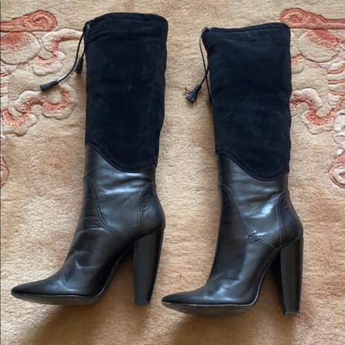 Disfraz Nacional Botas de Tacón Alto de Cuero Negro de Oveja Hechas en Italia - Imagen 3 de 13