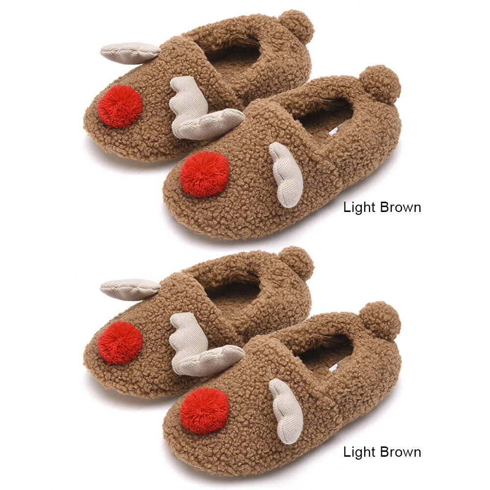 SAOLA Pantofole Peluche Alce di Natale Suola Morbida Pantofole Famiglia Antiscivolo per Bambini Adulti