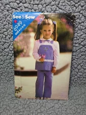 See & Sew Butterick 6949 TODDLER GIRL'S SIZES 1-2-3 TUNIC & PANTS PATTERN UNCUT