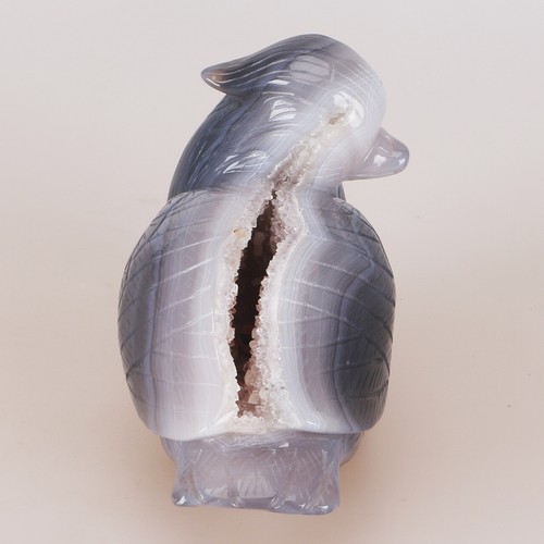 4.9" Natural Geode Agate Quartz Crystal Hand Carved Mandarin Duck Carving 915g - Picture 7 of 8