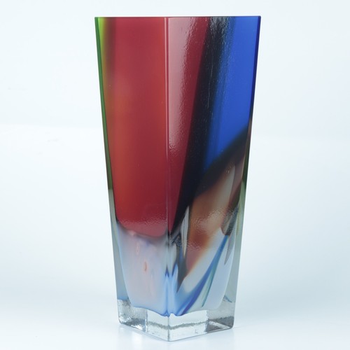 Glass Europe Vase – Handmade Polish Art Glass – 14" – Swirled Modern Colors - Picture 3 of 12