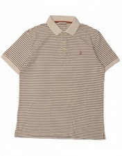 TRUSSARDI Mens Polo Shirt 3XL White Striped Cotton DX21