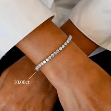10.00 Ct D/VVS Lab Grown Round Diamond Claw Set Tennis Bracelet In White Gold